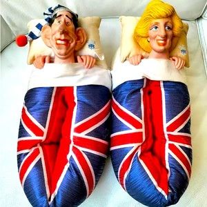 RARE PRINCE CHARLES PRINCESS DIANA SLIPPERS 1988